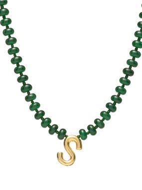 Mayamar Jade Initial “S” Necklace